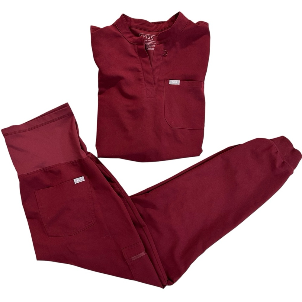 Women’s Figs Maternity Scrub Set Maroon Size Large